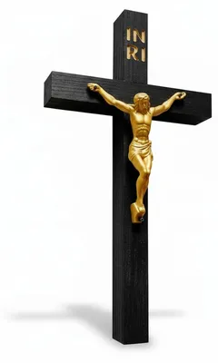 Image de Croix murale en bois de hêtre massif, avec une représentation de Jésus