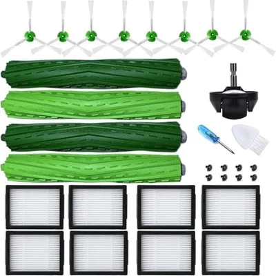 Productafbeelding van PromoHome® Vervangingsonderdelen- en accessoire set voor iRobot Roomba i7, i5, Combo, J5+, i3, i8, e5, e6, inclusief: 2 hoofdborstels, 8 filters, 8 zijborstels