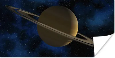 Produktbild von MuchoWow® Poster Saturn mit seinem Ring vor einem dunkelblauen Himmel 150x75 cm - ohne Rahmen