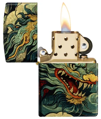 Produktbild von Zippo Sturmfeuerzeug Colourful Dragon 540° Tumbled Brass nachfüllbar windfest