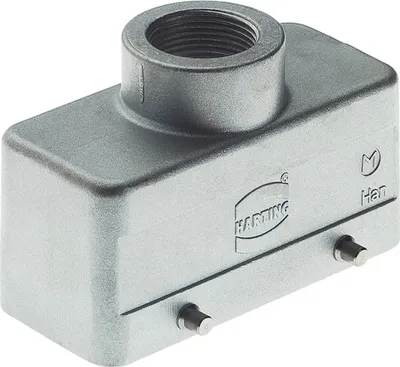 Produktbild von HARTING Han 16B EMV / High Temp Tüllengehäuse niedrig, 1xM25 gerader Kabelabgang, für 2 Bügel (am Unterteil)