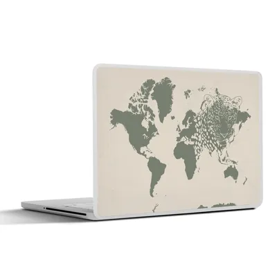 Produktbild von MuchoWow® Laptop Aufkleber Sticker Cover Weltkarte - Tiere - Leopard 40x30 cm - Laptop Dekoration - Selbstklebend