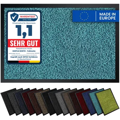 Produktbild von Gentle North Hochwertige Fußmatte türkis 60x90cm groß für Innen & Außen - Schmutzfangmatte rutschfest, waschbar & wetterfest