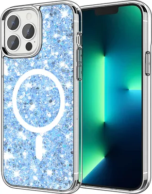 Produktbild von Techsuit Sparkly Glitter Back Cover Hülle mit MagSafe für Apple iPhone 13 Pro Max - Blau