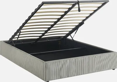 Produktbild von sweeek - Boxbett mit Lattenrost und Kopfteil 140x190cm fein gerippter Cord - Grau
