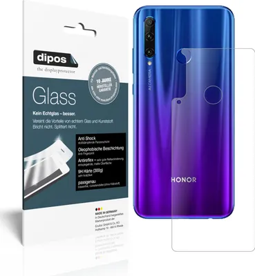 Produktbild von 2x Schutzfolie für Honor 20E Rückseite matt - Anti-Shock 9H Folie dipos Glass Kunststoffglas