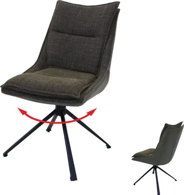 Produktbild von Esszimmerstuhl HWC-N71, Küchenstuhl, drehbar Auto-Return, Stoff/Textil (420g/m²)   grün