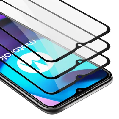 Produktbild von Cadorabo 3x Vollbild Panzer Folie für Motorola MOTO E20 / E30 / E40 Schutzfolie in Schwarz Tempered Display-Schutzglas