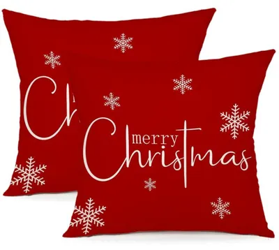 Produktbild von Set mit 2 Kissenbezügen, 50 x 50 cm, dekorative Weihnachtskissen, Leinenkissenbezüge für Sofa, Schlafzimmer, Sessel