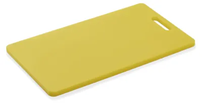 Zdjęcie produktu dla Deska do krojenia HACCP z otworem na uchwyt żółta 40 x 25 x 1,2 cm