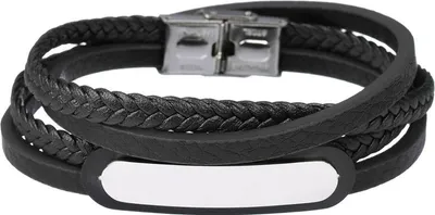 Produktbild von Pacific Schwarz Herrenarmband - Leder & Stahlverzierung