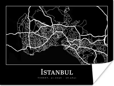 Produktbild von MuchoWow® Poster Stadtplan - Istanbul - Karte 40x30 cm - Plakate für die Wände - Poster Wohnzimmer