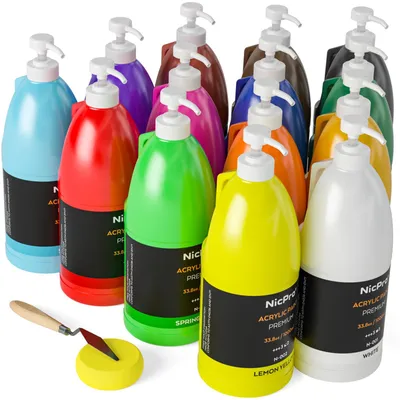 Acrylfarbset, 14 Farben à 1000 ml, nicht giftig, für Holz, Papier, Basteln