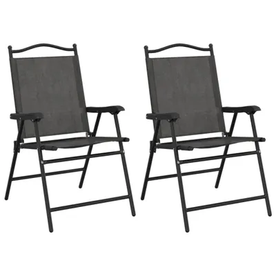 Produktbild von "SALE 2026"Stuhl Terrasse - Klappbare Gartenstühle 2er set - Balkonmöbel - Campingstuhl elegantes Design - Graumeliert Stahl und Textilene - 57,5x61x95cm - Gartenstühle DEMöbel821849