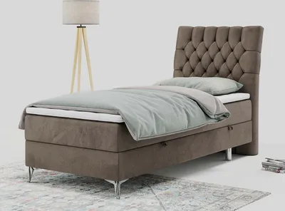 Produktbild von Boxspringbett, Gästebett, Kinderbett mit Bettkästen  - MILEN - 90x200cm - rechts - Braun - H3