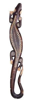 Produktbild von Deko-Gekko Silas, Holz, natur, verziert, Wandschmuck, Grösse:50 cm