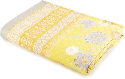 Tagesdecke 180x255 cm, 100% Baumwolle, Gelb, Paisley-Muster