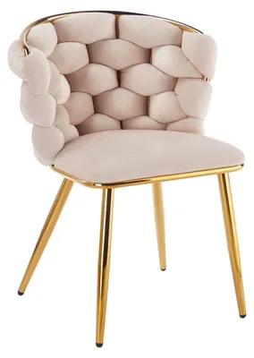 Obrázek produktu pro Designová jídelní židle EVANDOR - béžová / zlatá