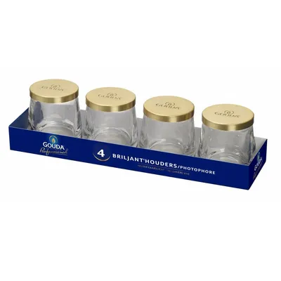 Productafbeelding van Gouda refill / theelichthouder transparant 9 cm set van 4