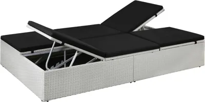 Produktbild von vidaXL Sonnenliege mit Auflage Poly Rattan Schwarz