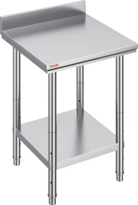 Image de Table de travail en acier inoxydable 60 cm x 60 cm Préparation des repas avec rebord pour la préparation des repas, la couture, la lessive, le bricolage, l'utilisation du garage, etc.