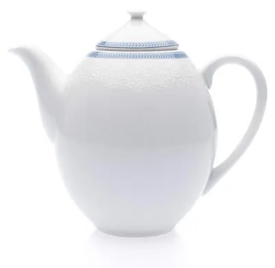 Produktbild von Thun 1794 Kaffeekanne, tschechisches Porzellan, 1,20 l, weiße Spitze, blauer Rand, Thun