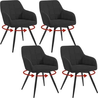 Produktbild von WOLTU Esszimmerstuhl, gepolstert, ergonomisch, drehbar, mit Metallbeinen, Samt : Schwarz 4 Farbe: Schwarz Stückzahl: 4
