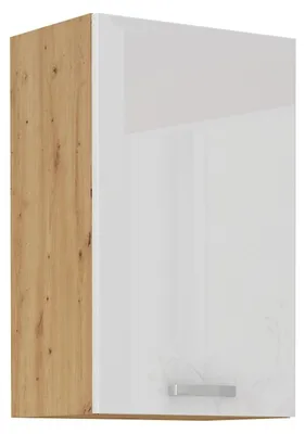 Produktbild von Hängeschrank 50 cm Eiche Artisan + Weiß Hochglanz Küchenzeile Küchenblock Küche
