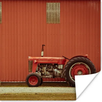 Produktbild von MuchoWow® Poster Traktor - Scheune - Rot - Bauernhof 75x75 cm - Wand Dekoration