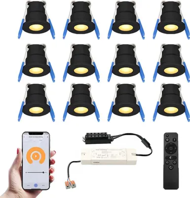 Image de HOFTRONIC - Mini spot LED encastrable 12V 3W 200lm 2700K IP65 Noir
