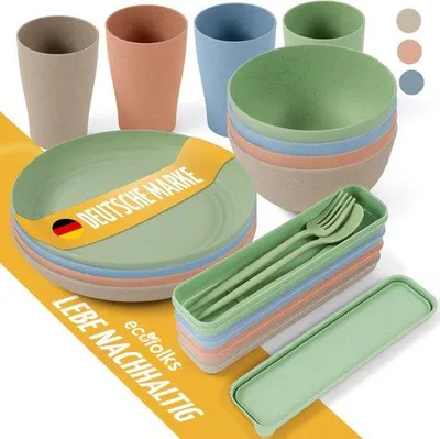 Produktbild von Famanu Teller-Set 8 x 25 cm - Unzerbrechliche, wiederverwendbare Kinderteller