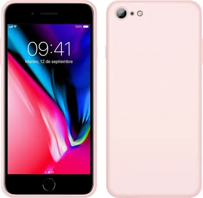 Image de Coque pour iPhone 8, coque de protection en silicone liquide résistante aux chocs et aux rayures pour iPhone 7 / iPhone 8 rose