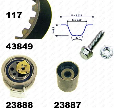 Produktbild von MAPCO 23849 Zahnriemensatz für VW Lupo (6X1, 6E1) 117-Zähne