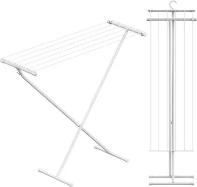 Produktbild von Famanu Wäschetrockner kompakt mit Aufbewahrungshaken - 90 x 32 x 83 cm, 5,5 m Trockenfläche