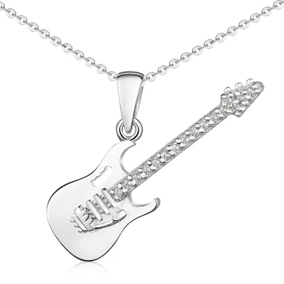 Produktbild von MATERIA by Matthias Wagner Gitarre Anhänger für Halskette mit Zirkonia aus 925 Silber KA-86