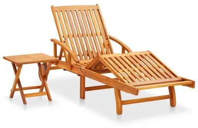 Produktbild von vidaXL Sonnenliege mit Tisch und Auflage Akazie Massivholz