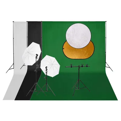 Image de Kit de studio photo avec éclairage toile de fond et réflecteur