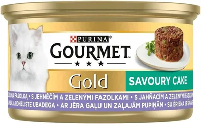 Obrázek produktu pro Krmivo pro kočky Gourmet Gold slaný dort s jehněčím masem a zelenými fazolkami 85 g