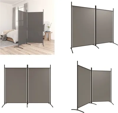 Zdjęcie produktu dla vidaXL 2-częściowy parawan antracyt 175x180 cm tkanina - przegroda pokoju - parawan - przegroda pokoju - ścianka działowa