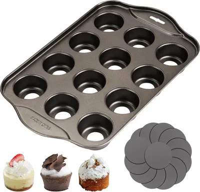 Produktbild von Muffin Formen 12 Tassen, Kuchenformen, Herausnehmbarer Boden, Antihaft, Zum Backen