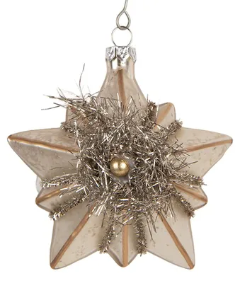 Produktbild von Clayre & Eef Weihnachtsanhänger Stern 10x8x9 cm Silberfarbig Glas