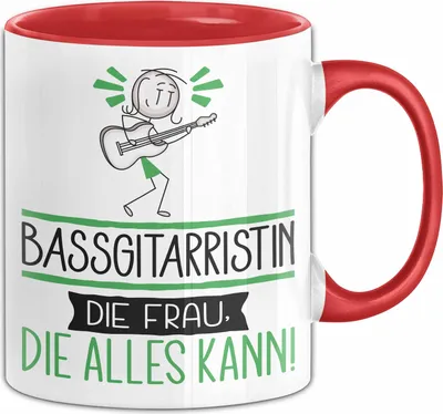 Produktbild von Bassgitarristin Geschenk Tasse Becher Die Frau Die Allen Kann Geschenkidee für eine Bassgitarristin Lustig (Rot)