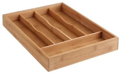 Produktbild von 5Five Simply Smart Besteck-Organizer, Besteckschubladen-Einlage mit 5 Fächern, Bambus, 34 x 25 cm, 115242