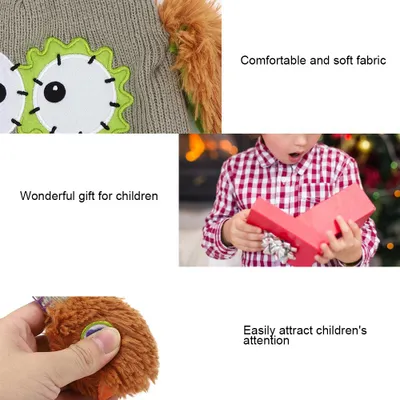 Produktbild von Strickmütze aus Wolle, niedliche Mütze mit beweglichen Ohren, Geschichtenerzählen, lustige Spielzeugmütze für Kinder, BabyGrau