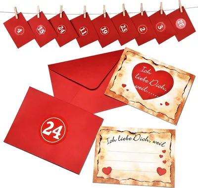 Image de Calendrier de l'Avent à remplir avec 24 cartes "Je t'aime"