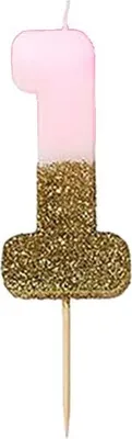 Produktbild von Gold Glitter 1 Tortenkerze 8cm