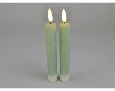 Productafbeelding van LED-kaarsen met logo, diameter 2,2 cm, hoogte 16,5 cm - Heldergroen - Set van 2