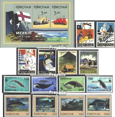 Produktbild von Briefmarken Dänemark - Färöer 1990 Mi 194-210 (kompl.Ausg.) Jahrgang 1990 komplett postfrisch Fischindustrie