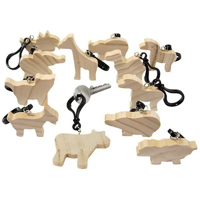 Image de Eduplay 210074 Porte-clés animaux en bois vierges à peindre 12 pièces