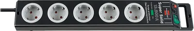 Produktbild von Brennenstuhl Super-Solid 13.500A Überspannungsschutz-Steckdosenleiste 5-fach schwarz/lichtgrau 2,5m H05VV-F 3G1,5, 1153380315